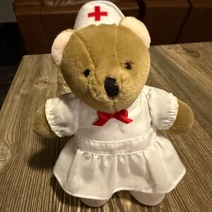 1985 Vintage Dakin Plush Nurse Nancy Bear With Nurse Hat